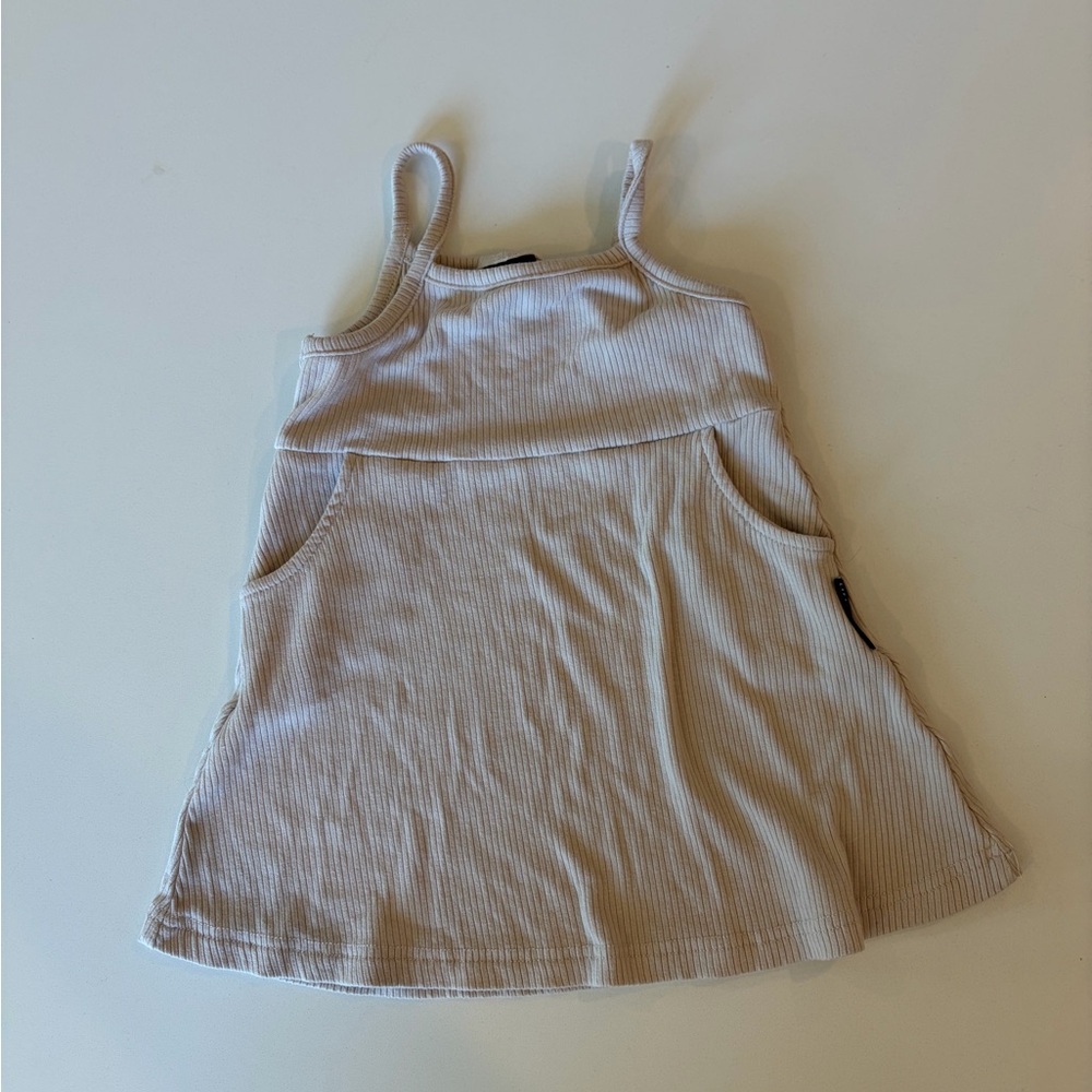 Little Bipsy Cream Ribbed Tank Dress